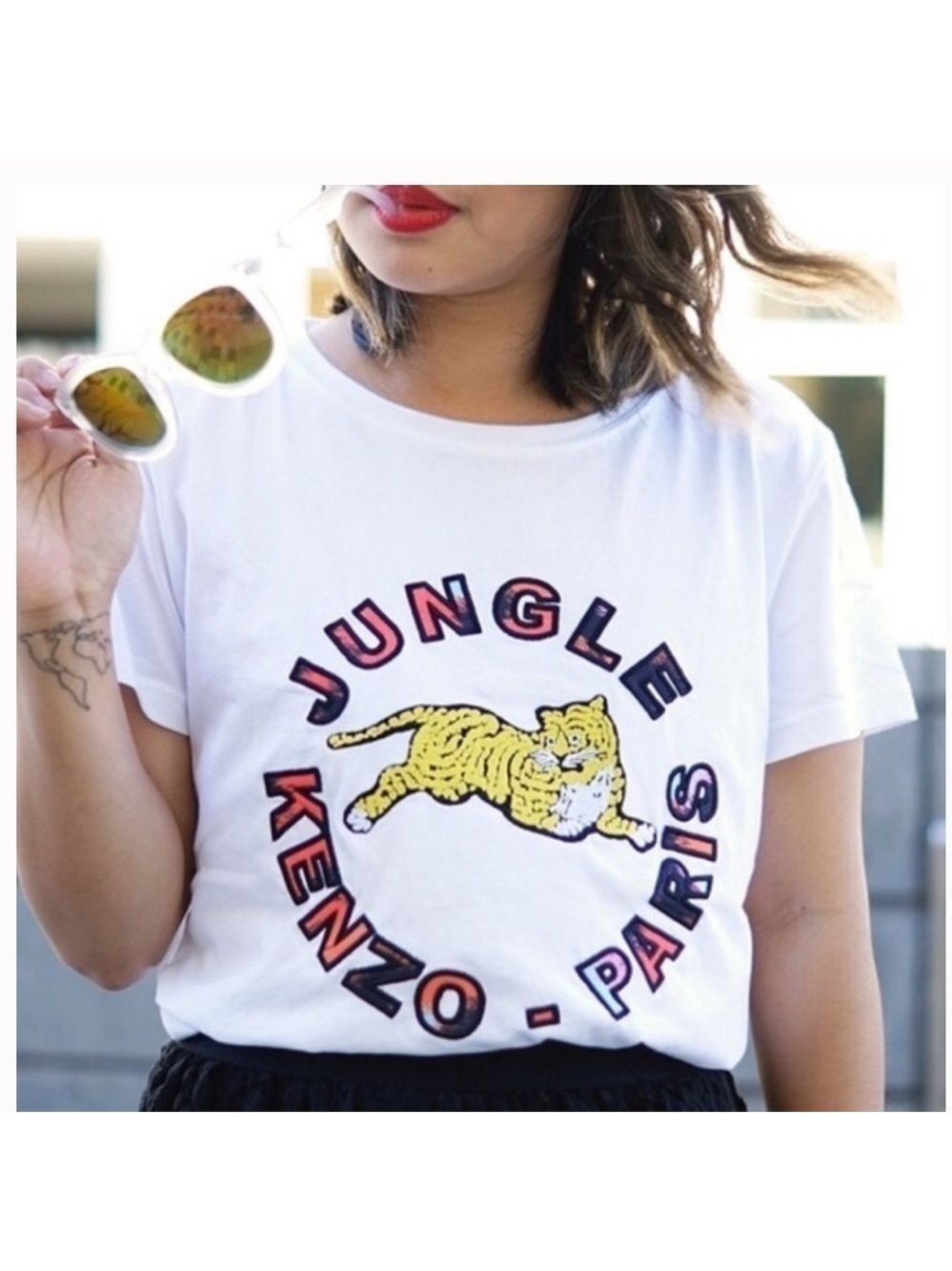 Kenzo X H&M White Paris Jungle Tiger Graphic T-Shirt Sz XS